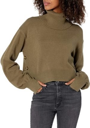 The Drop Women’s @lucyswhims Side Button Cropped Turtleneck Sweater