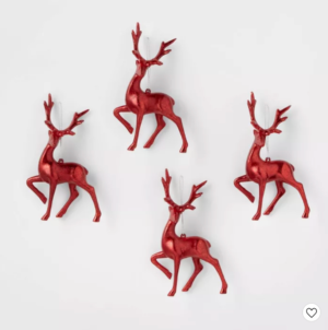 4pk Metallic Reindeer Ornament Set Red – Wondershop – Target