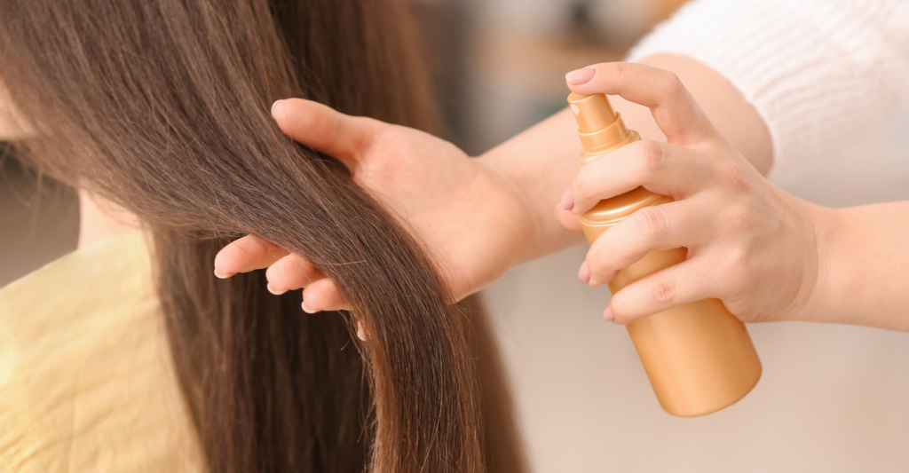 Use a heat protector before styling to prevent damage from heat tools to protect your hair in Autumn