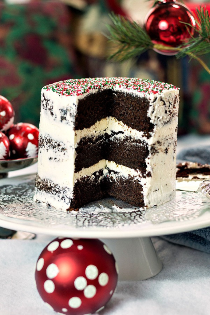 Vegan Christmas Dessert Recipes Ideas Frosted Chocolate Sprinkles Cake