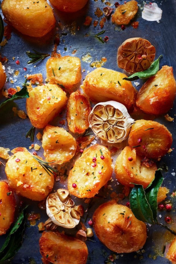 Vegan Christmas Main Recipes Garlic Roast Bay Leaves Potatoes