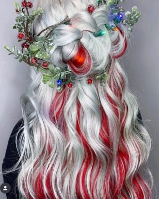 Best Winter Christmas Hair Colors Ideas Blonde Red Highlights