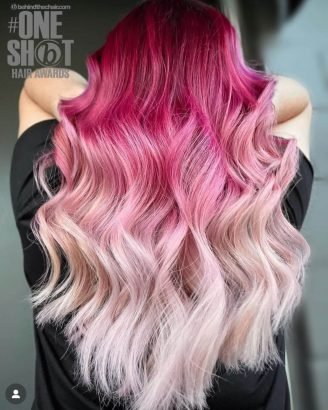 Best Winter Christmas Hair Colors Ideas Light and Dark Pink Ombre