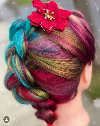 Best Winter Christmas Hair Colors Ideas Rainbow Christmas Braid
