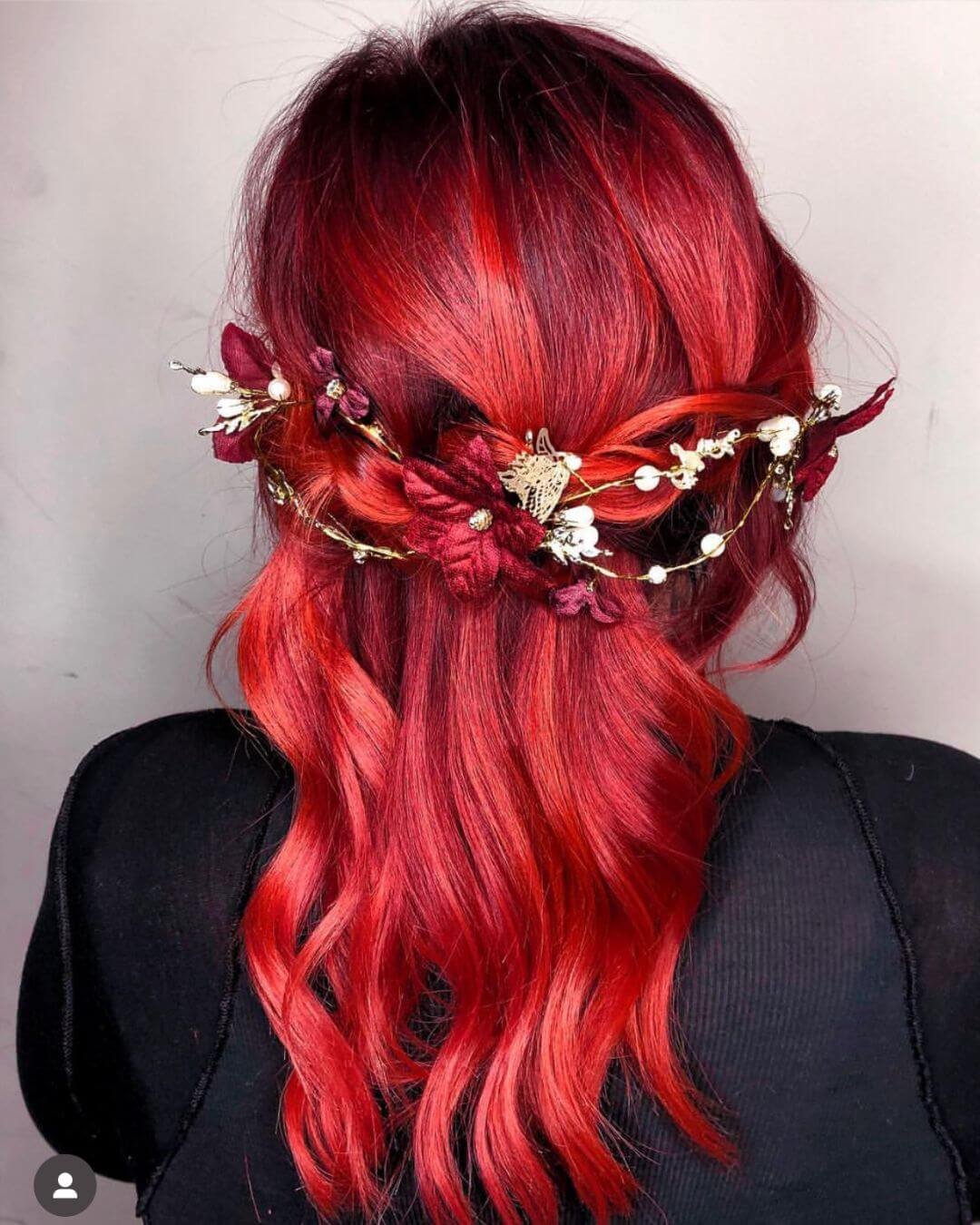 Best Winter Christmas Hair Colors Ideas Red Half Up Floral