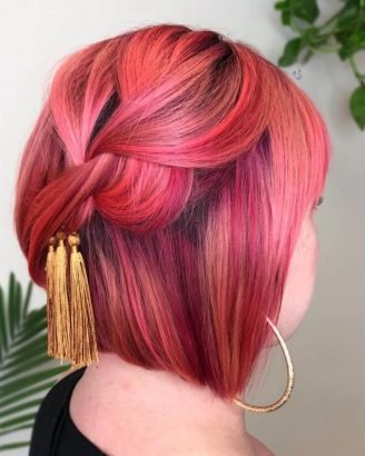 Best Winter Christmas Hair Colors Ideas Short Multi Red Shades