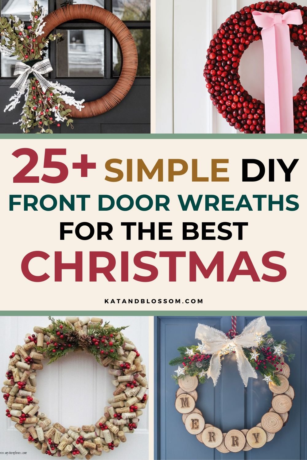Christmas Front Door Wreaths Pinterest Cover KB Blog
