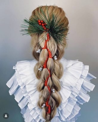 Christmas Inspired Hairstyles and Colors Braided Accessories