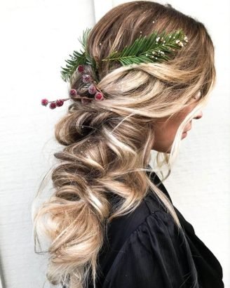 Christmas Inspired Hairstyles and Colors Messy Loose Long Braid Dirty Blonde