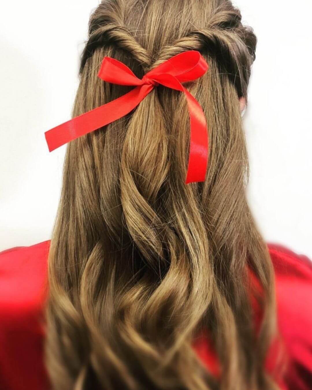 Christmas Inspired Hairstyles and Colors Red Skinny Bow
