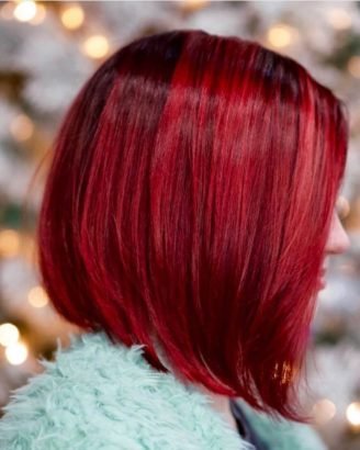 Christmas Inspired Hairstyles and Colors Short Dark Red