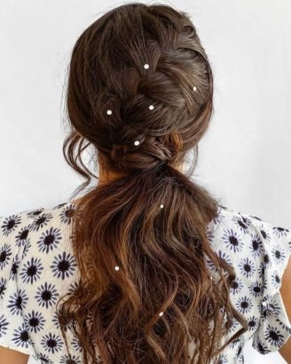 Christmas Inspired Hairstyles and Colors Side French Braid Ponytail