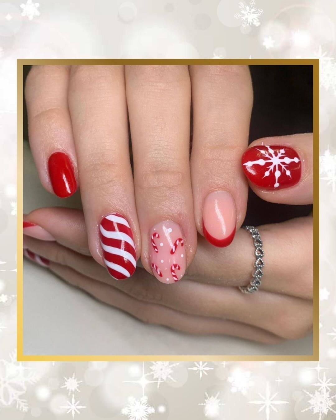 Christmas Nails Design Ideas Candy Red