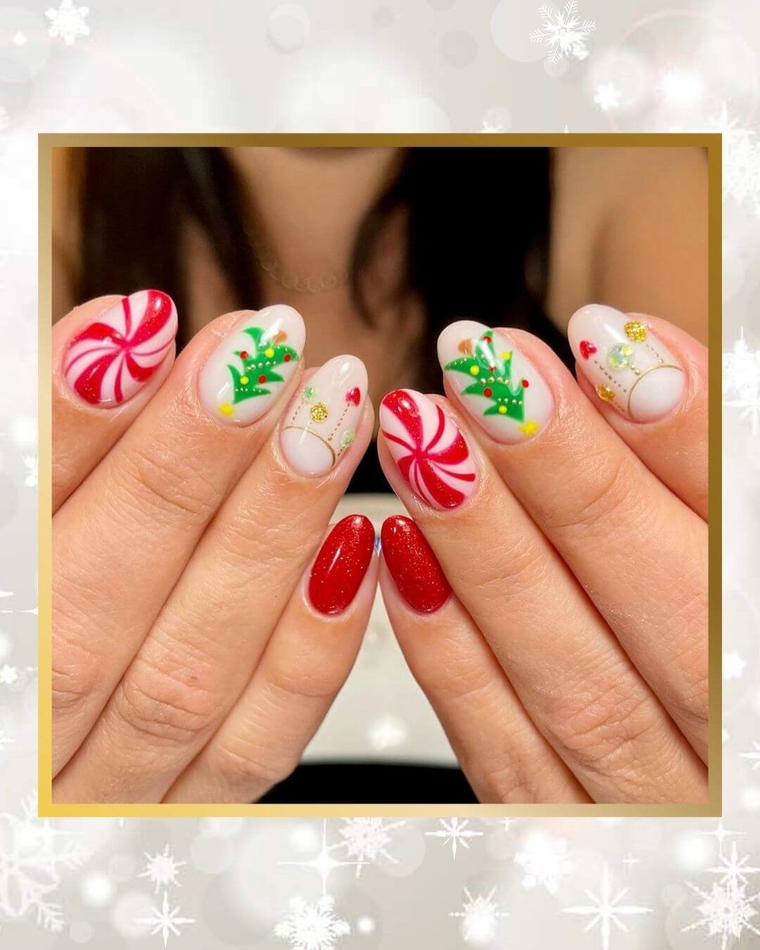Christmas Nails Design Ideas Candy Swirl