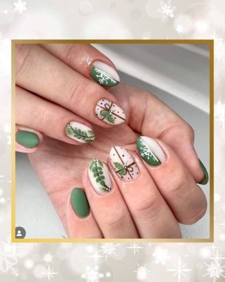 Christmas Nails Design Ideas Muted Green