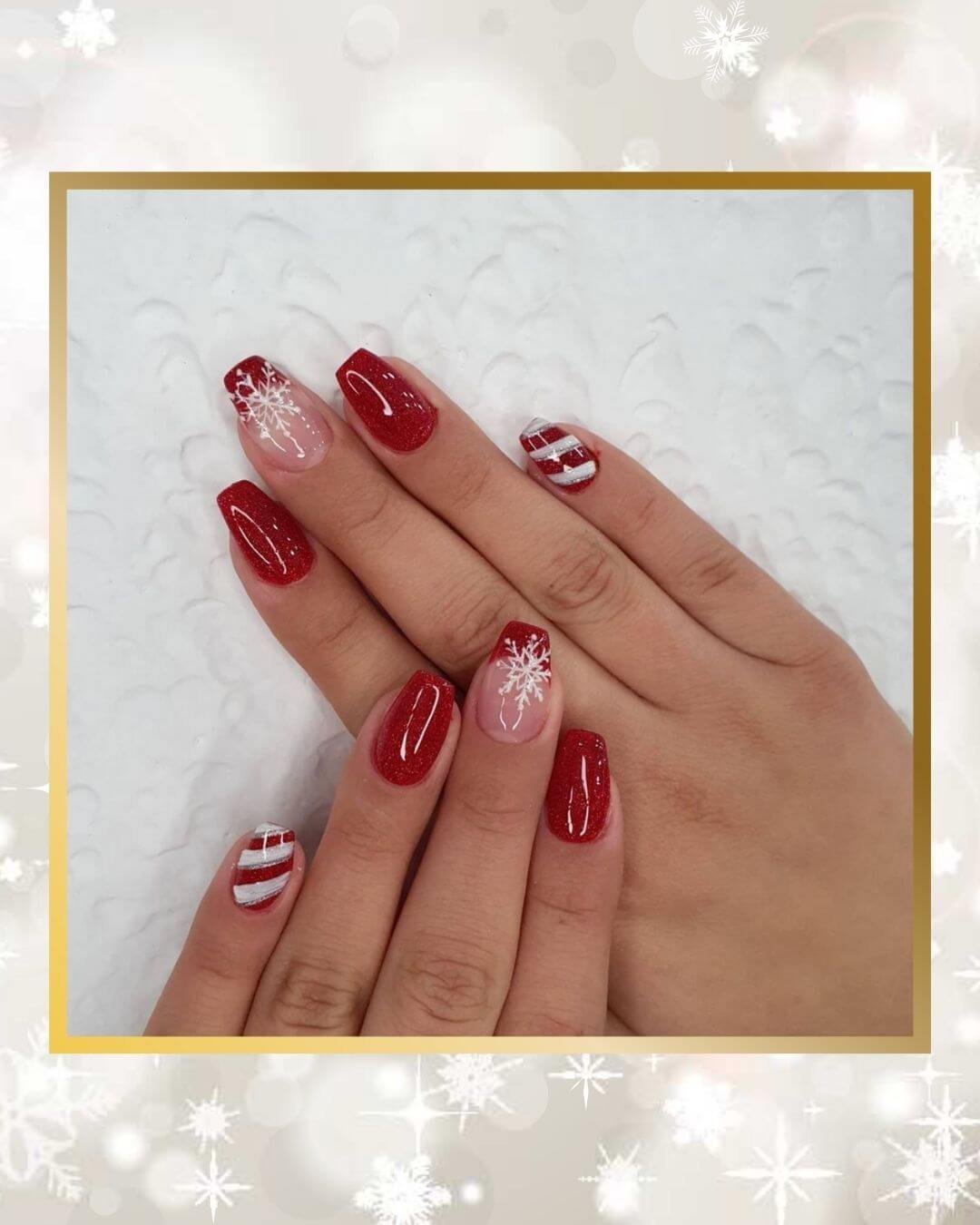 Christmas Nails Design Ideas Red Snowflake 2