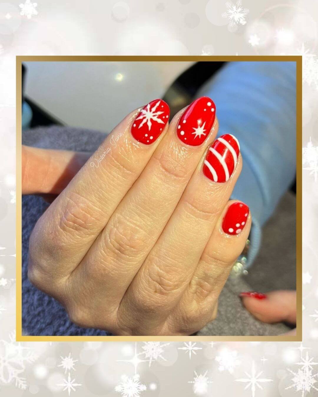 Christmas Nails Design Ideas Red Snowflake