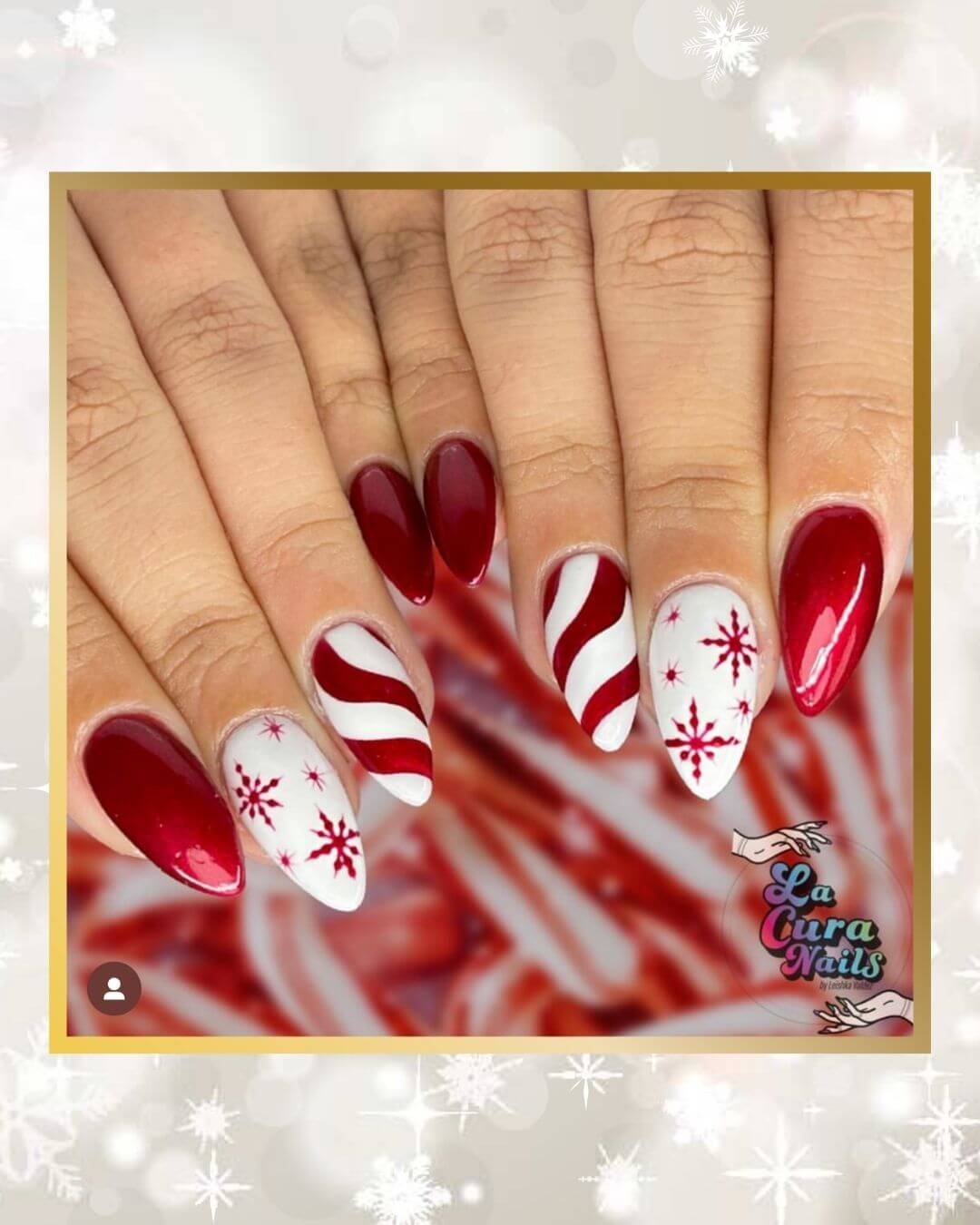 Christmas Nails Design Ideas Red White Candy Cane