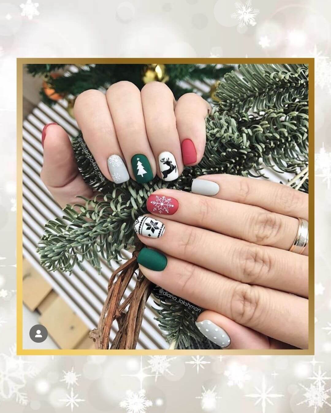 Christmas Nails Design Ideas Red White Green
