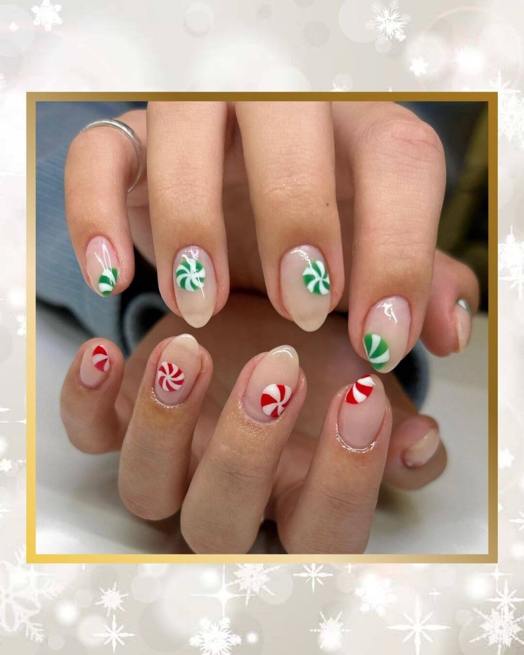 Christmas Nails Design Ideas Red and Green Candy
