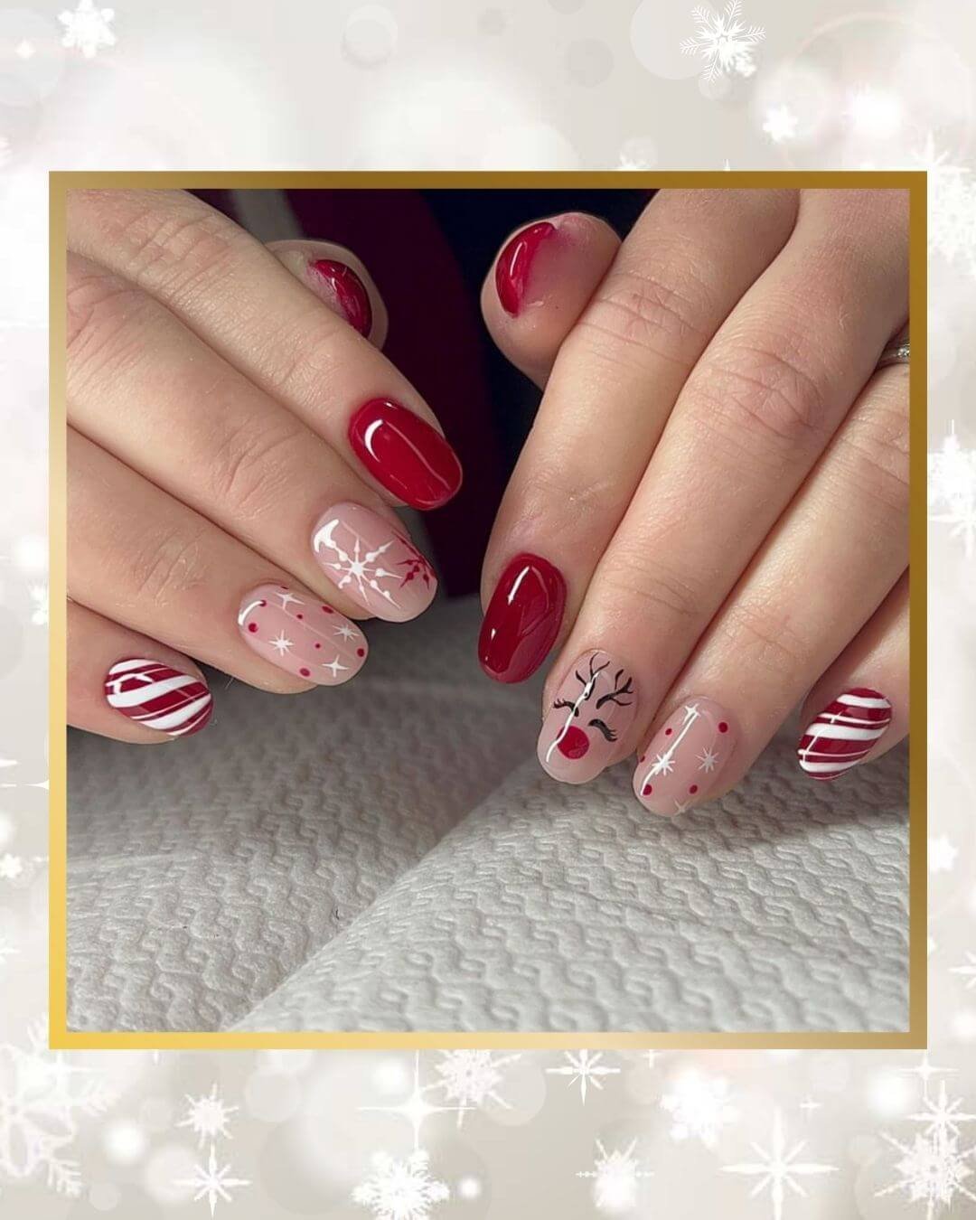 Christmas Nails Design Ideas Red and White