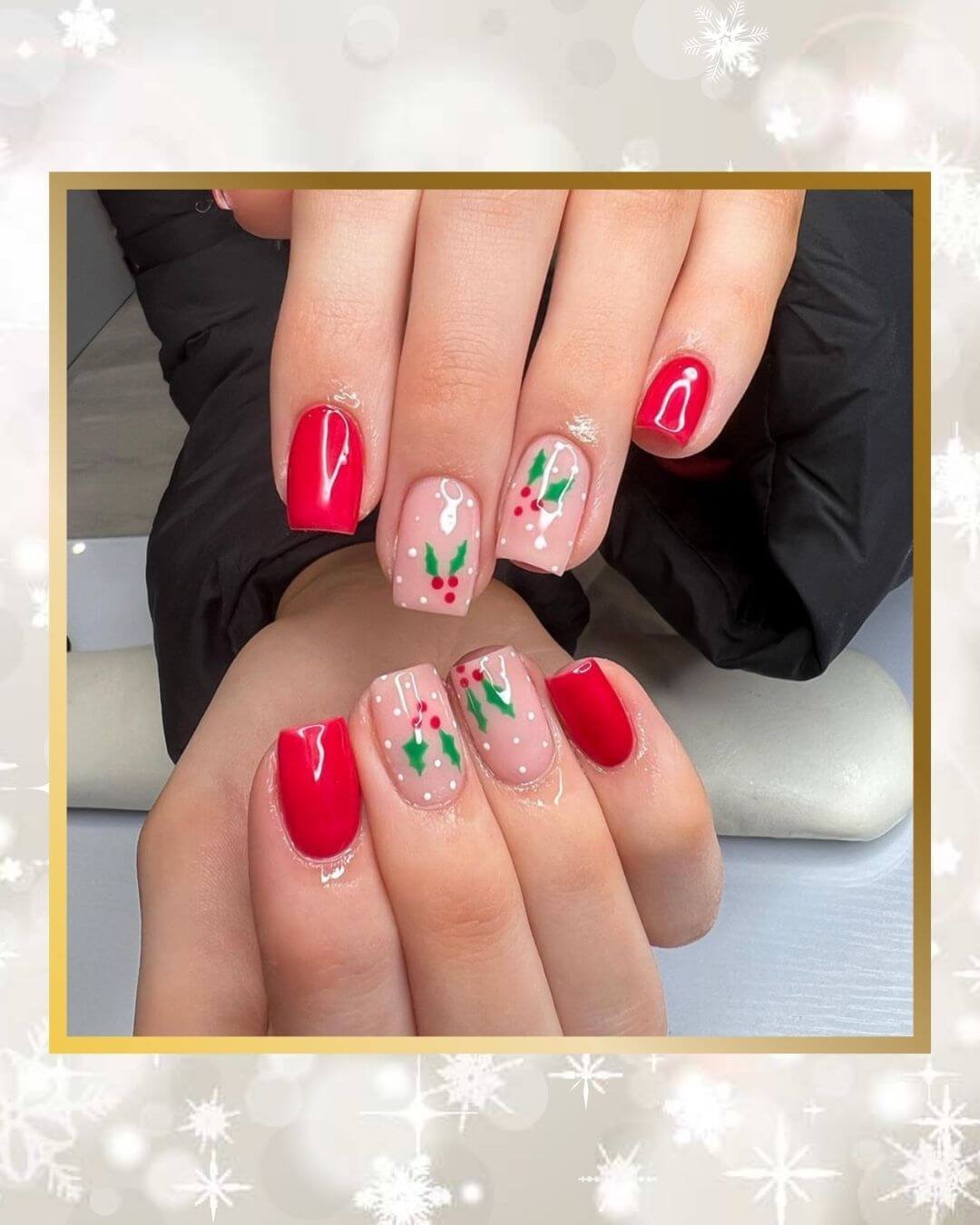 Christmas Nails Design Ideas Snowy Red