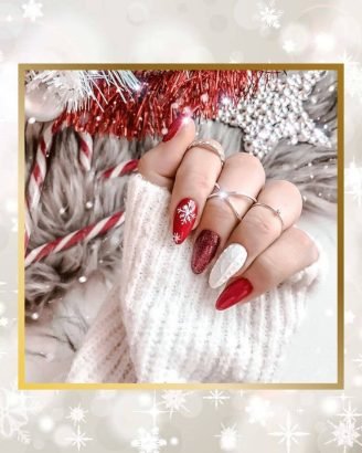 Christmas Nails Design Ideas White and Red Sweater