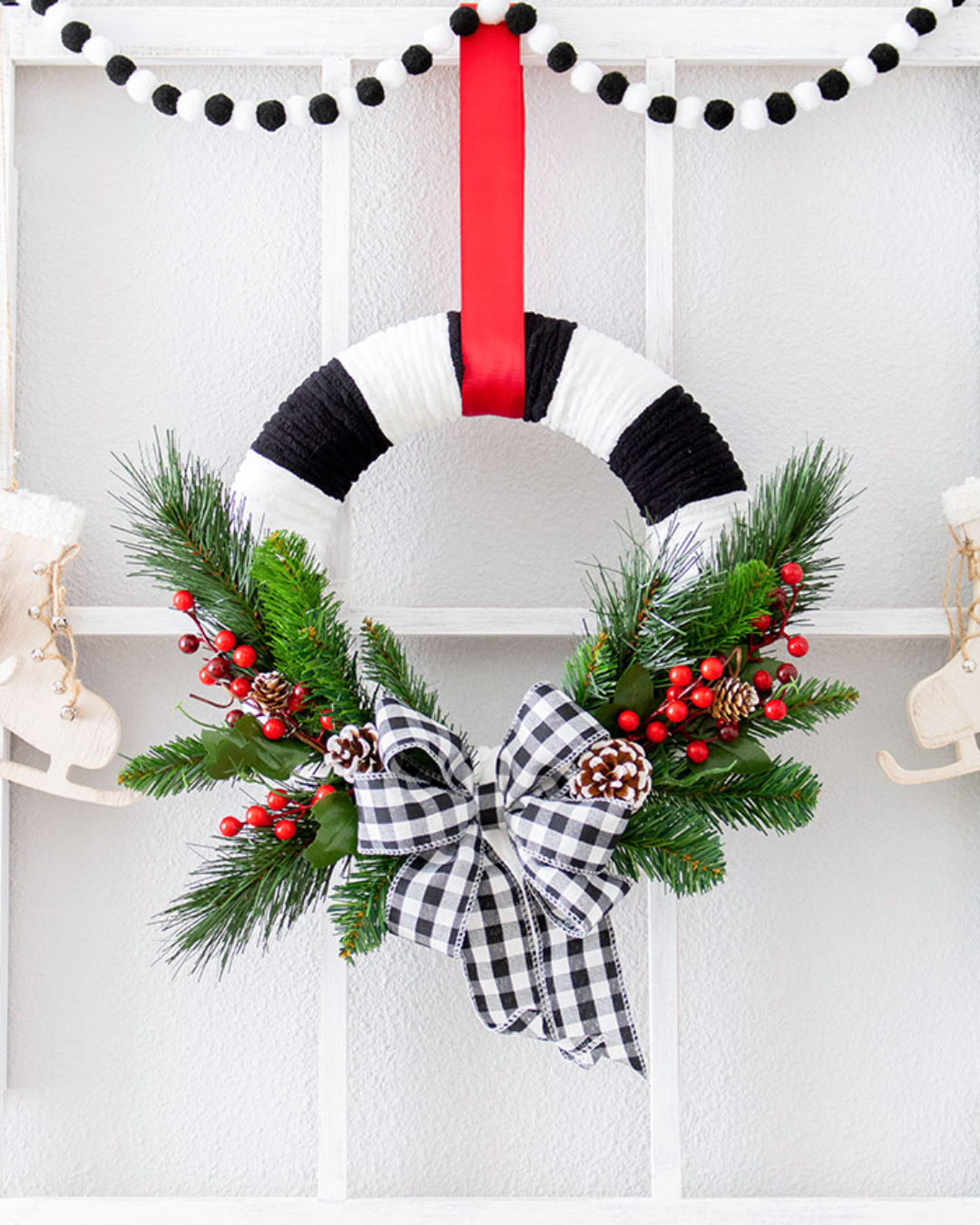 DIY Front Door Wreaths Black and White Wreath
