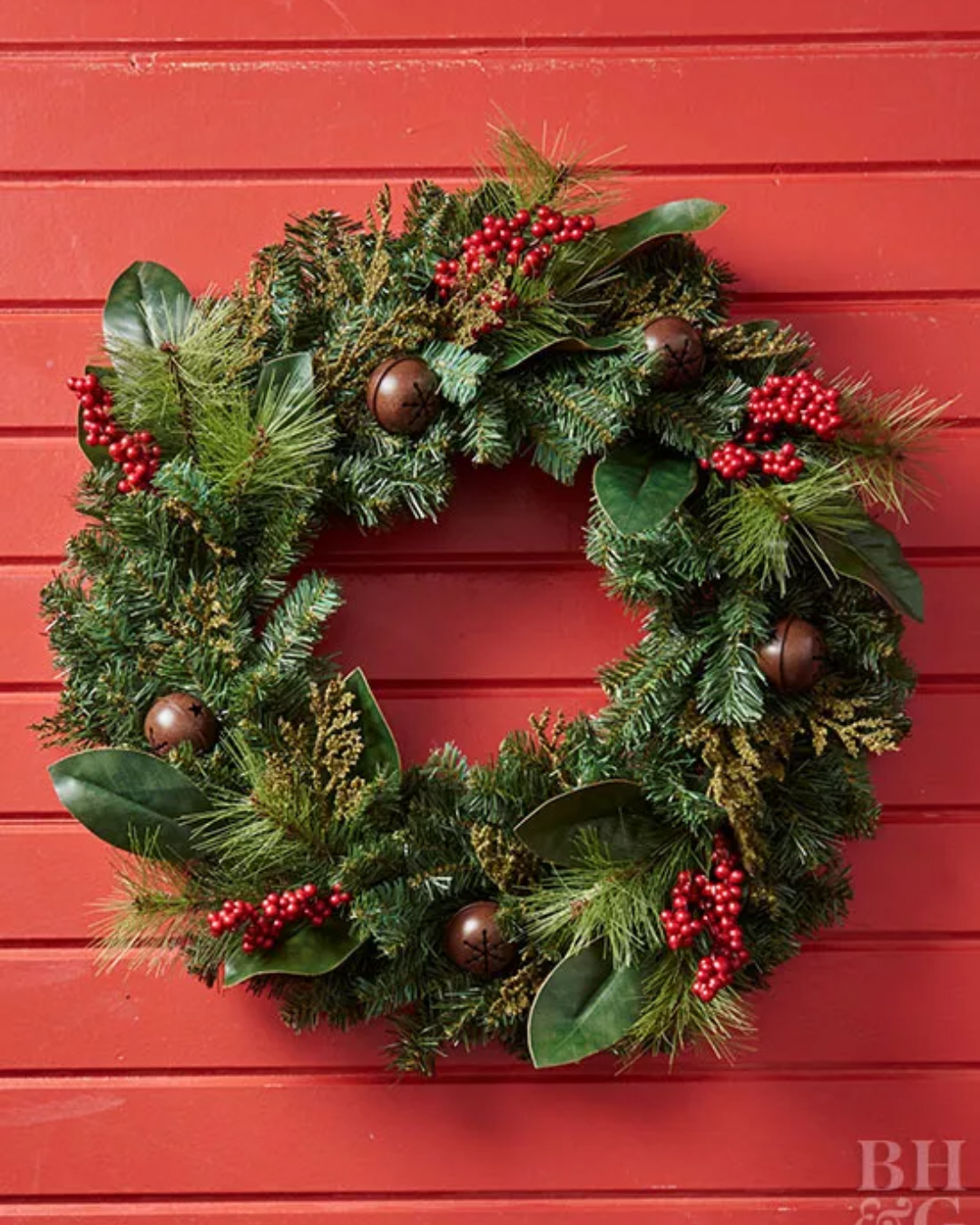 DIY Front Door Wreaths Minimal Bell Christmas Wreath