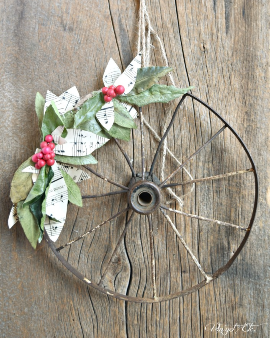DIY Front Door Wreaths Rustic Wheel Wreath