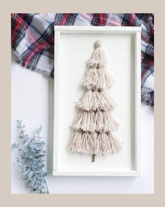 Easy Christmas Decor Ideas Tassel Tree Wood Frame
