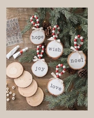 Easy Christmas Decor Ideas Word Wood Slice Ornaments