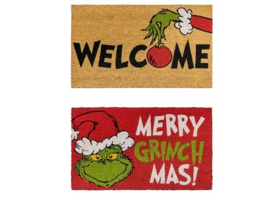 Layered Christmas Doormats Grinchmas Set of 2