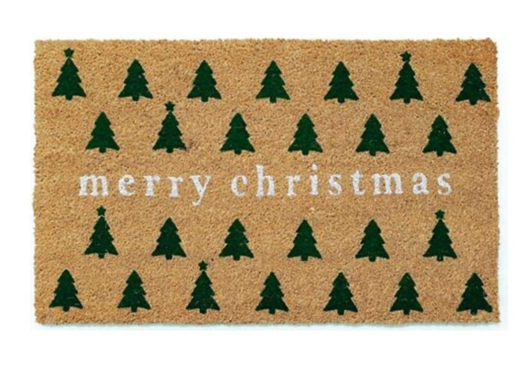 Layered Christmas Doormats Merry Christmas Green Trees