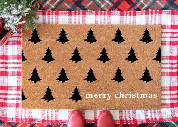 Layered Christmas Doormats Merry Christmas Trees