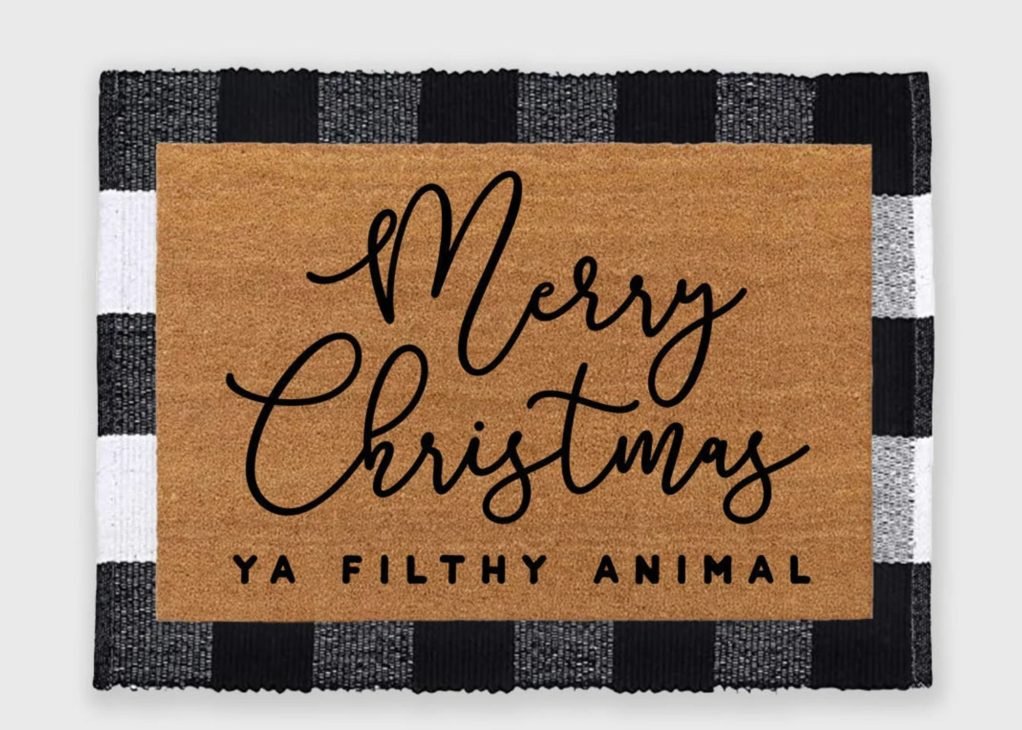 Layered Christmas Doormats Merry Christmas Ya Filthy Animal