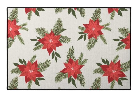 Layered Christmas Doormats Red Poinsetta