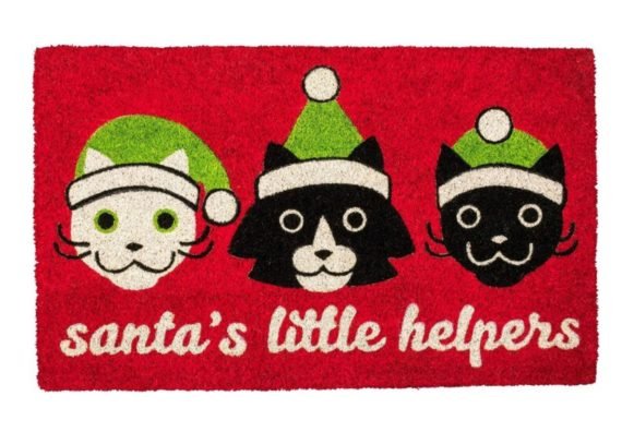 Layered Christmas Doormats Santa Cat Helpers