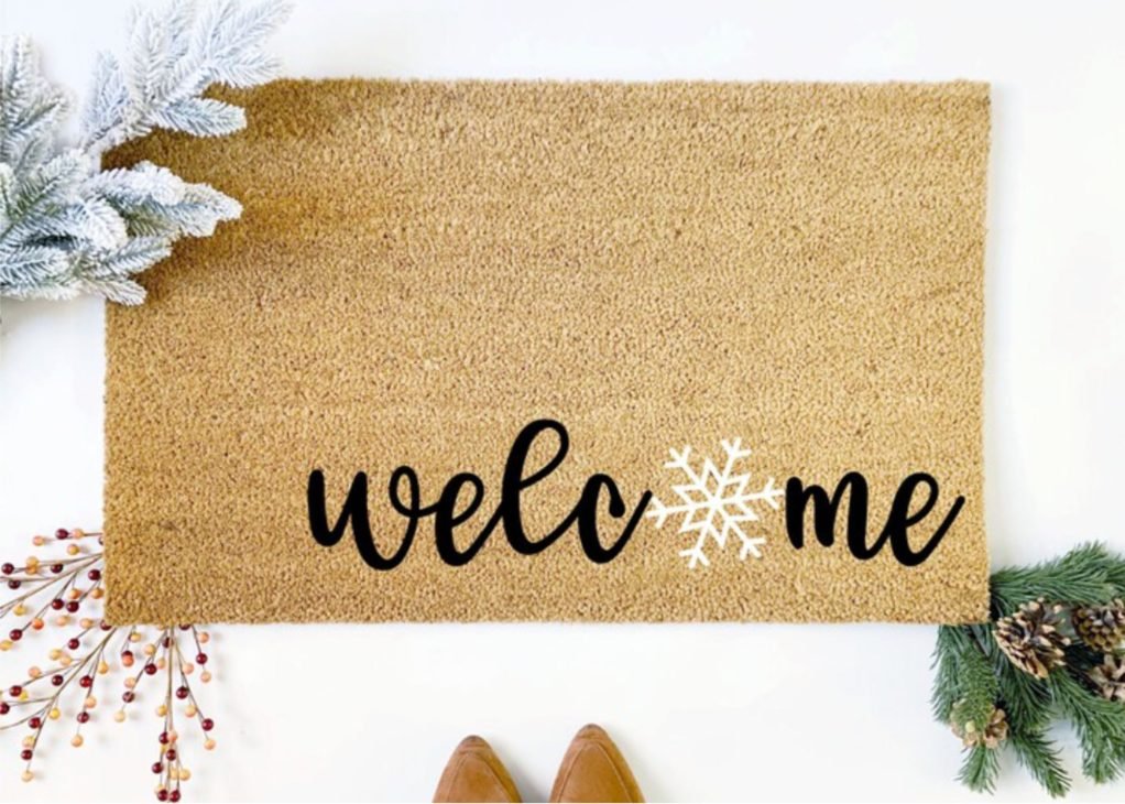 Layered Christmas Doormats Welcome Snowflake