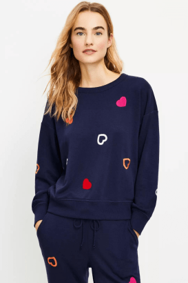 Vegan Valentines Day Gifts Navy Blue Hearts Lounge Set