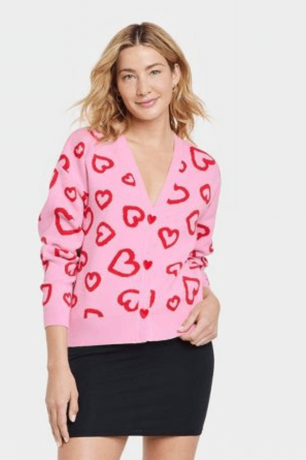 Vegan Valentine's Day Gifts Pink Hearts Cardigan