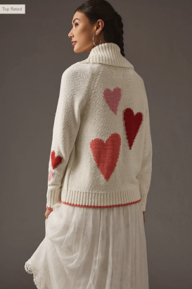 Vegan Valentines Day Gifts White Cardigan Hearts