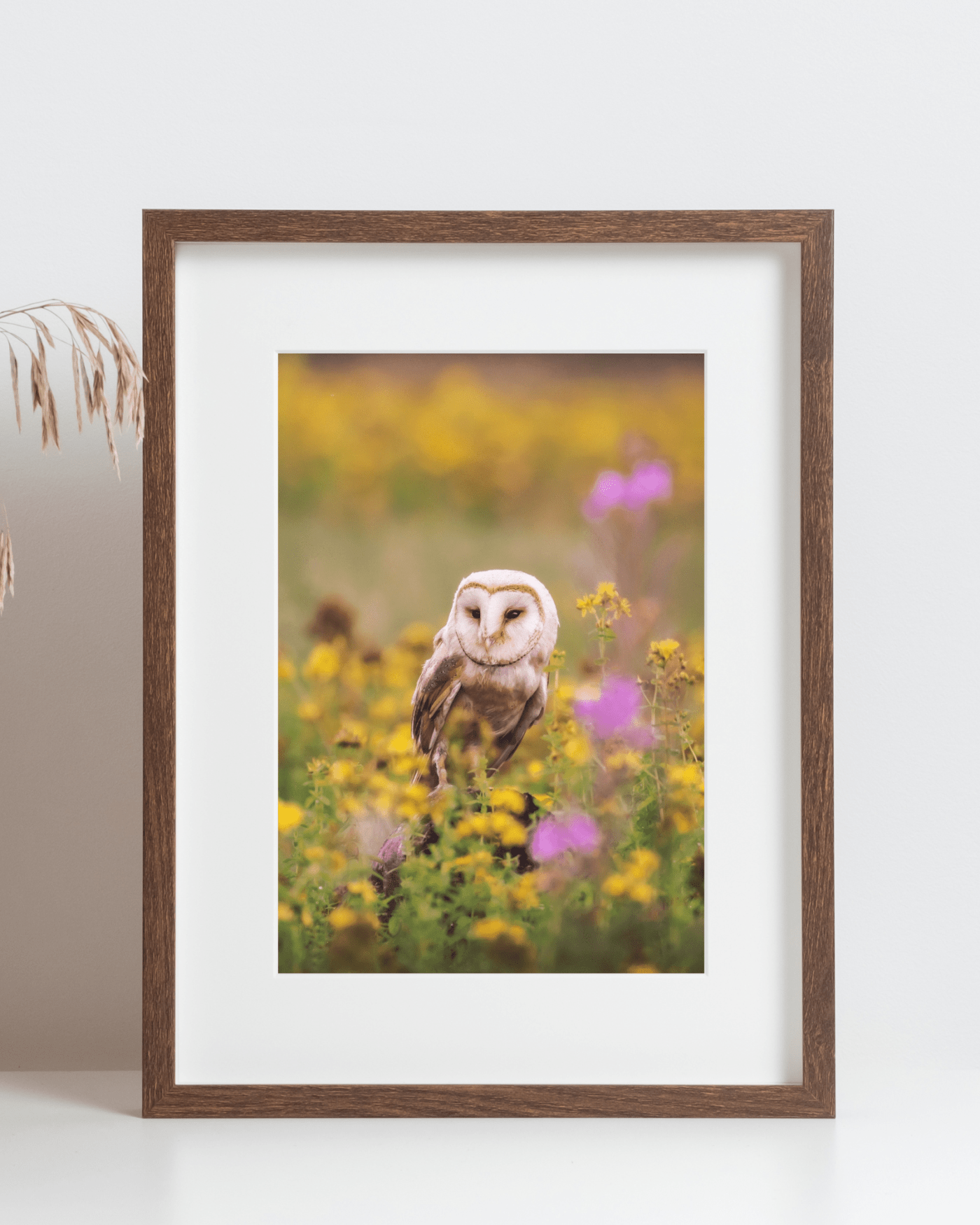 Owl in Yellow Purple Floral Field_Poster Mockup3