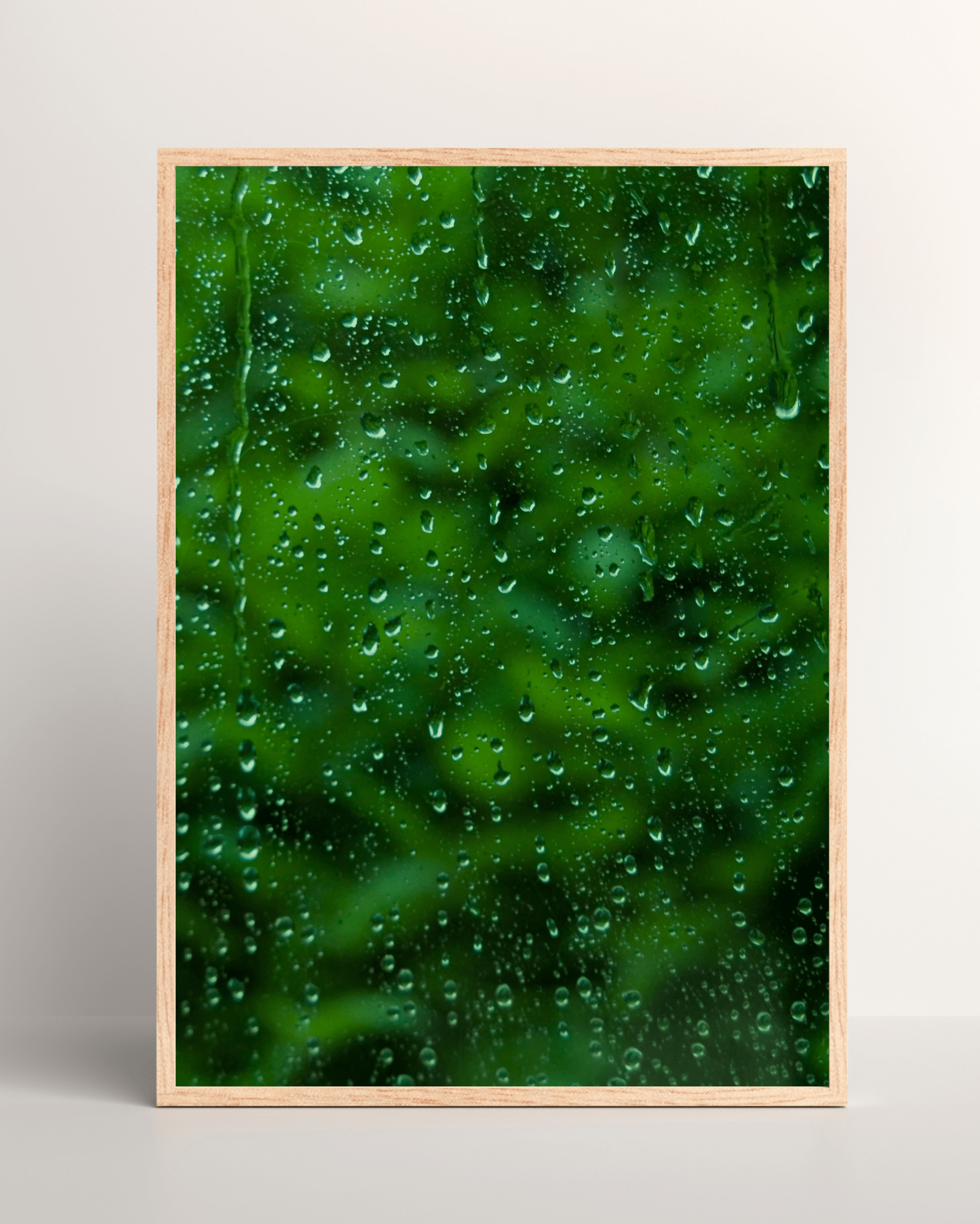 Green Leaves Window Rain Matte Poster