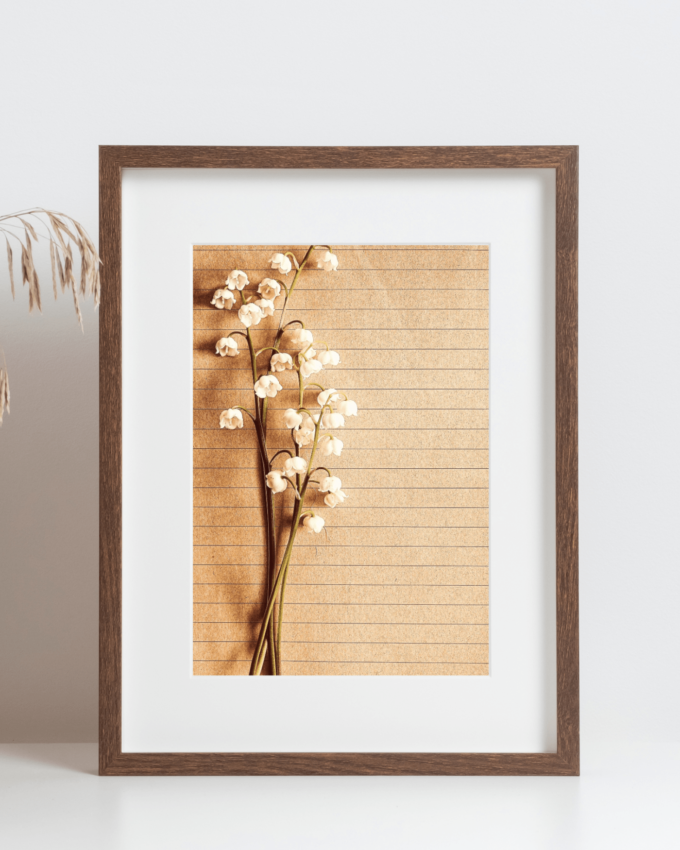 White Flowers Brown Lined Paper Mockup2