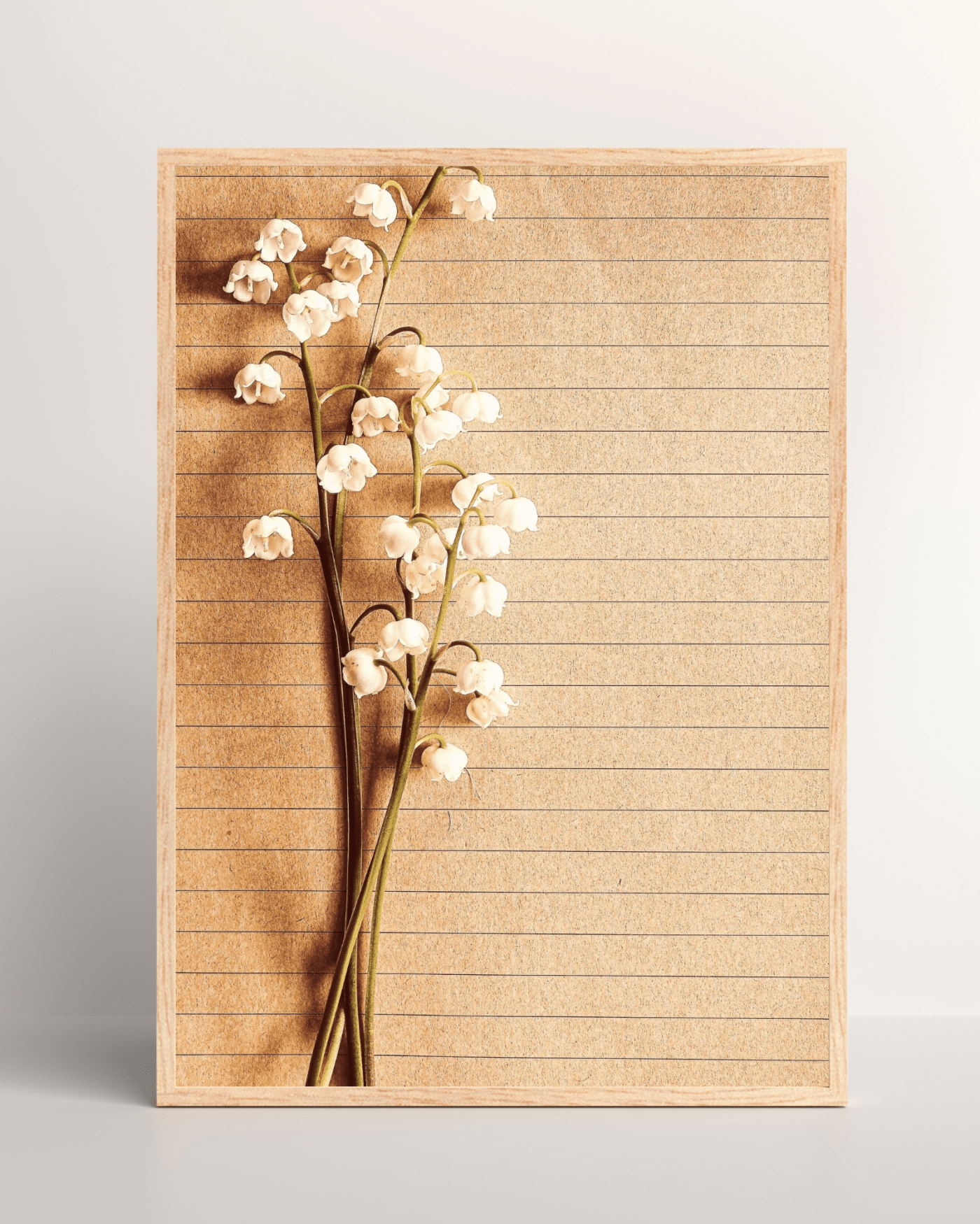 White Flowers Brown Lined Paper Mockup3