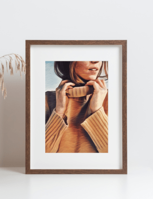 Woman in Sweater Painted Style Wall Art To Sell KB Mockup2