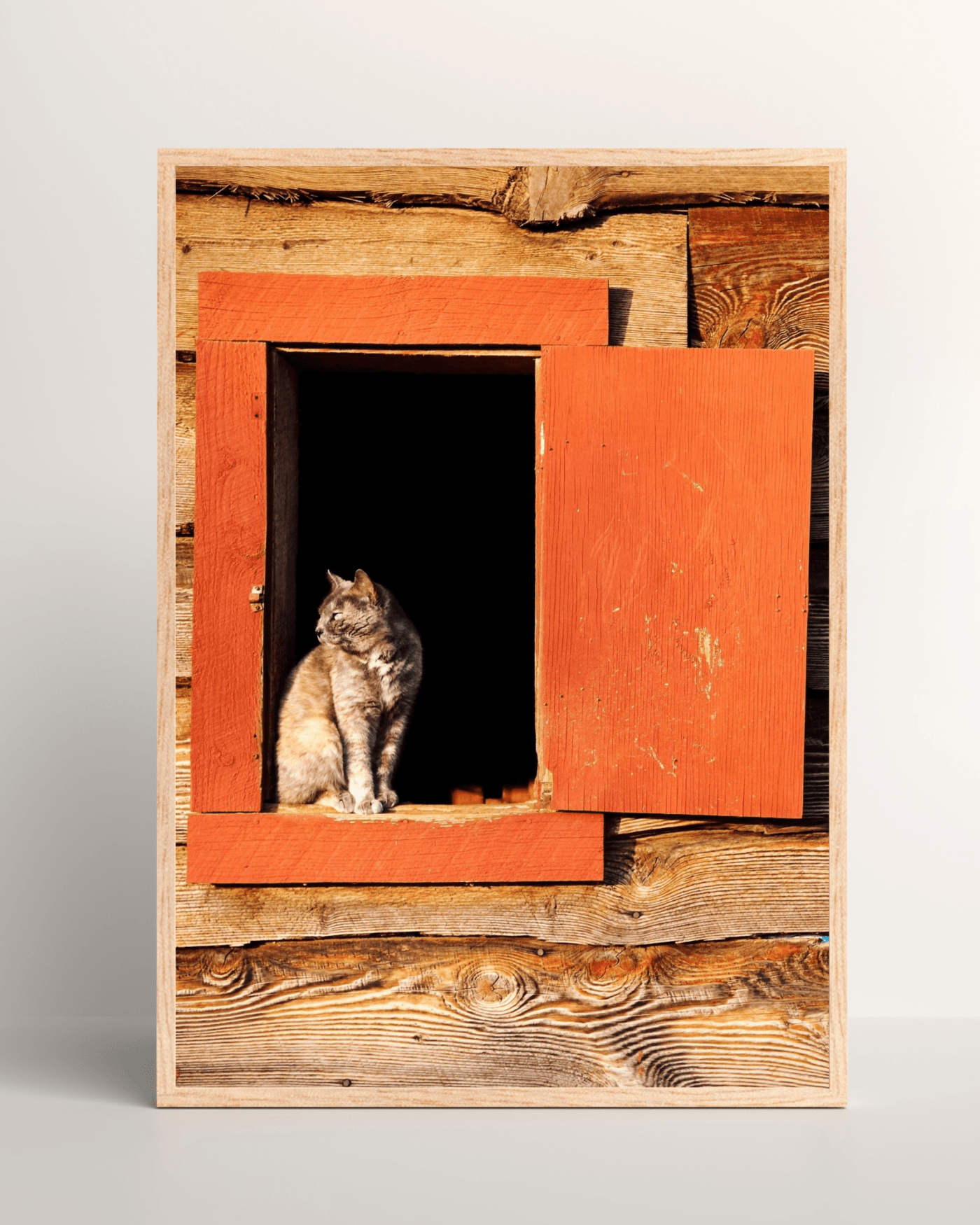 Cat in Wooden Door Mockup3