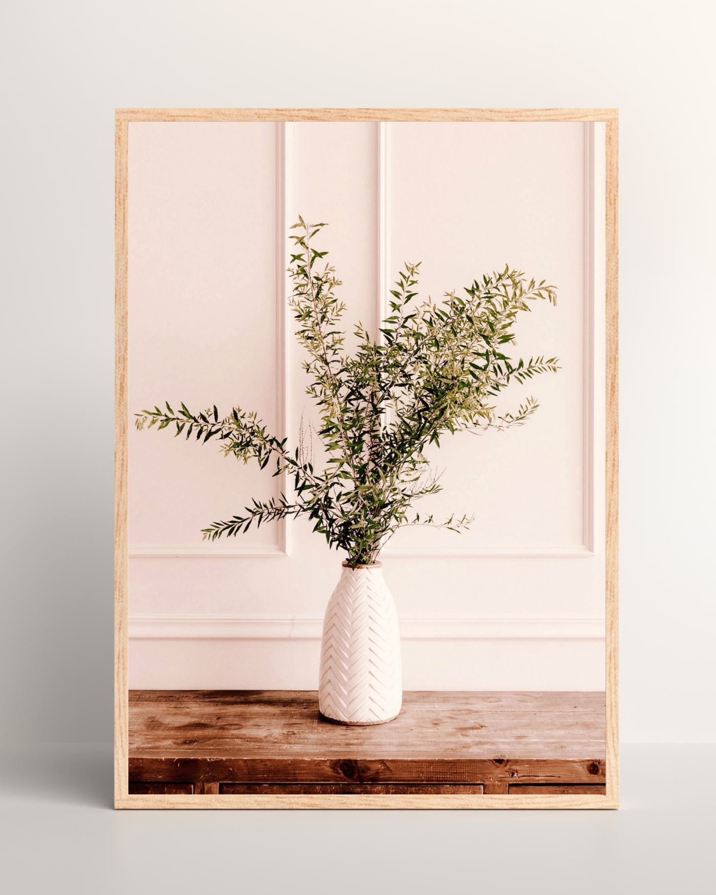 Greenery on Wooden Table Mockup3