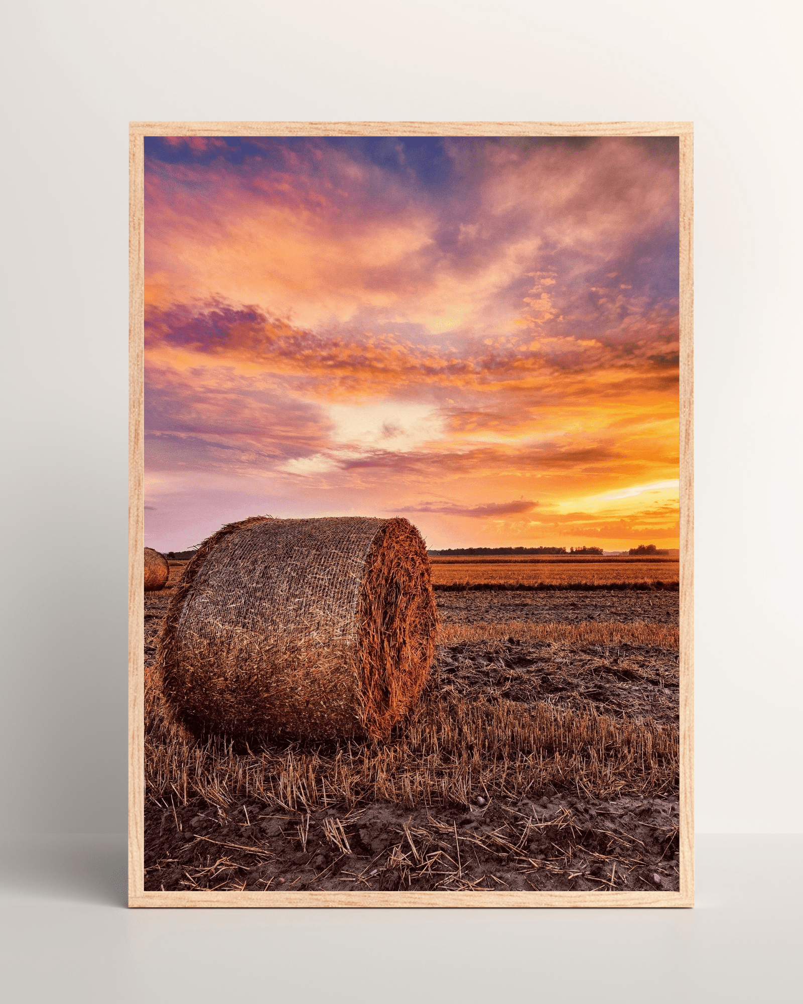 Hay Field Sunset Matte Poster